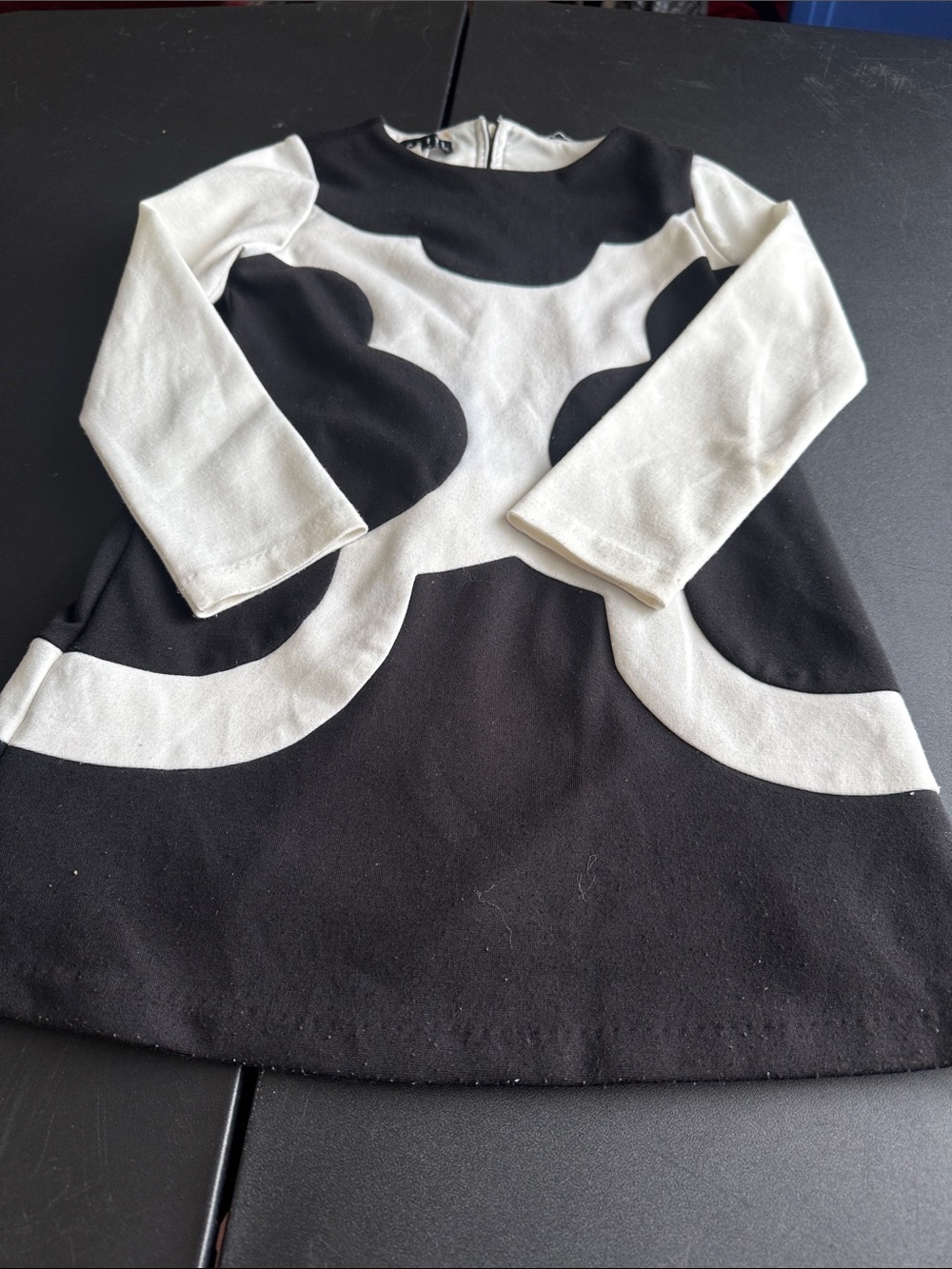 Biscotti Black and White Graphic Long Sleeve Kids Dress